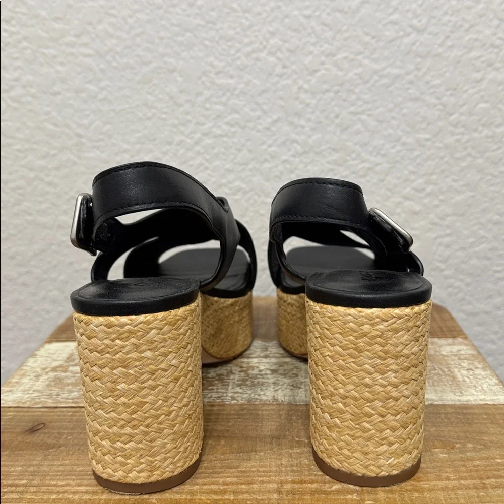 Vince Clementine Black Leather Platform Sandals Size 7.5 - Picture 6 of 9